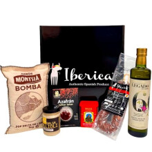 Iberica Spanish Produce Hamper – Authentic Spanish Food Gift Box with Olive Oil, Chorizo, Saffron, Paprika, Garlic Aioli & Premium Bomba Rice |