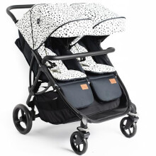 Roma Gemini 2 - Dalmatian Twin Pram, 69cm Wide, fits Through Single Doors. Double Buggy, 22 kg Per Seat, Includes Rain Cover, Recline & Storage, Award