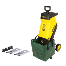 TOUGH MASTER Electric Garden Shredder 2400W, Portable with 10 Metre Power Cable, 45mm Chipping Width, 45L Collection Bag, Double Sided Blade System,