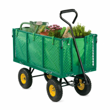 KCT Garden Trolley Heavy Duty 350kg Folding Trailer Utility Cart with Liner for Gardening Outdoor Camping Festival Beach High Sided Pull Along Wagon