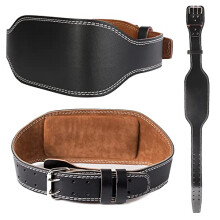 AWAGAS 14 cm Wide x 120 cm Length Leather Weightlifting Gym Belt with Adjustable Lumbar Support