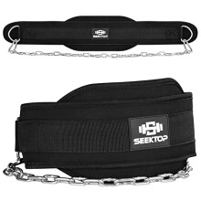 Seektop Fitness Dip Gürtel mit Kette, 100cm Stahlkette, Gewichte Gürtel für Krafttraining, Bodybuilding, Gewichtheben & Klimmzüge für Frauen und