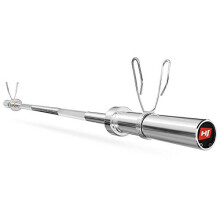 Hop-Sport Olympic Straight Barbell 120 cm / 50 mm – Chrome-Plated Steel Bar with Rotating Sleeves and Spring Collars – 320 kg Load Capacity