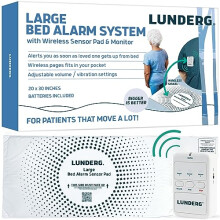 Lunderg Large Bed Alarm for Elderly Adults - Wireless Sensor Pad (20” x 30”) & Pager - Safety Bed Alarms and Fall Prevention for Elderly and