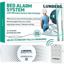 Lunderg Wireless Bed Alarm System for Elderly - Alerts Caregivers When they Get Up, No in-Room Alarm to Frighten Your Loved One, Fall Prevention for