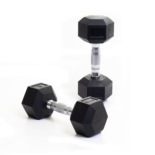BODYPOWER 8Kg Rubber Hex Dumbbells (x2)