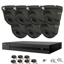 HILOOK HIKVISION 8CH CCTV Camera Systems 6X5MP HD Indoor/Outdoor Gray Dome Cameras H.265+Smart DVR Recorder pre installed Hard Drive Home Security