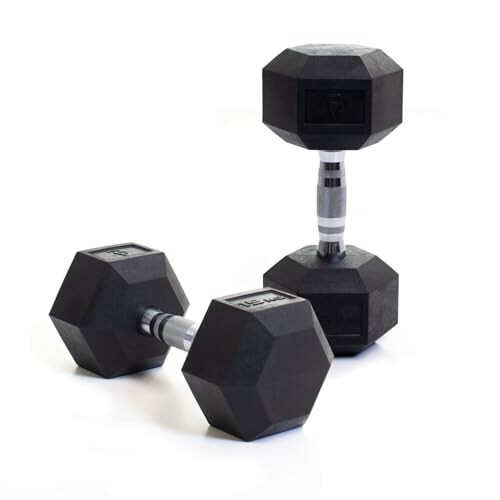 BODYPOWER 15Kg Rubber Hex Dumbbells (x2)