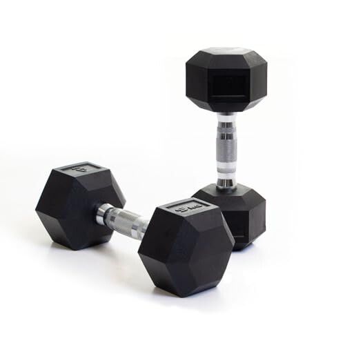 BODYPOWER 9Kg Rubber Hex Dumbbells (x2)