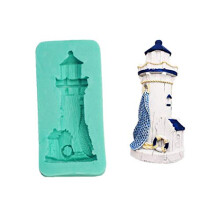 AIUII Resin Silicone Mould 3D Lighthouse DIY Candle Making Mould, Homemade Fondant Cake Bakeware Tray Sugarcrm