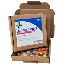 Anti-Farting Anti-Moaning Old-Git Pills Gag Gift Novelty Sweet Bag Funny Birthday Surprise Chocolate Treat Bag Joke Chocolate Present - OLDGITAMINS