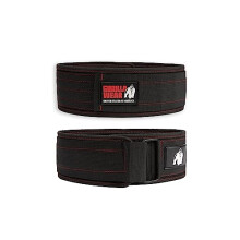 Gorilla Wear - 4 Inch Nylon Lifting Belt - Black/Red - Bodybuilding Strength Training Gym Training Weightlifting Support Stabilisation with Logos for