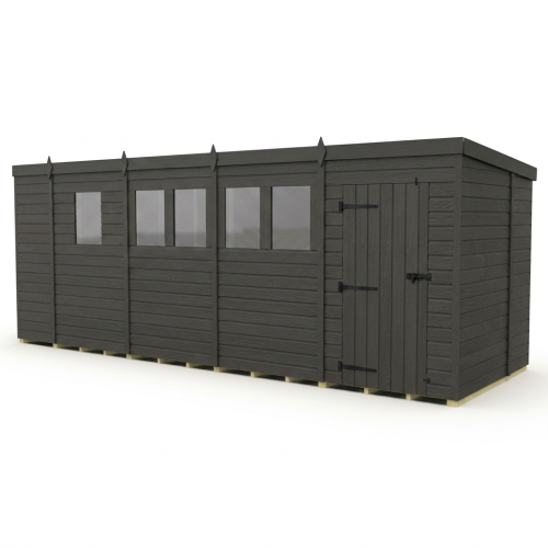 17x7 Pent Composite Shed Tanalised (Single Door, With Windows) 1