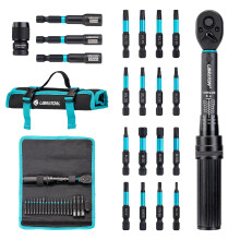 1/4" 2-14Nm Bike Torque Wrench 21pcs Bike Torque Wrench Set Socket Spanner with Impact Bit Bicycle Motorcycle Ratchet Repair Kit