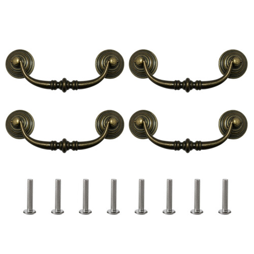 4Pieces Sturdy Antique Styles Drop Bail Pulls Hole Center
