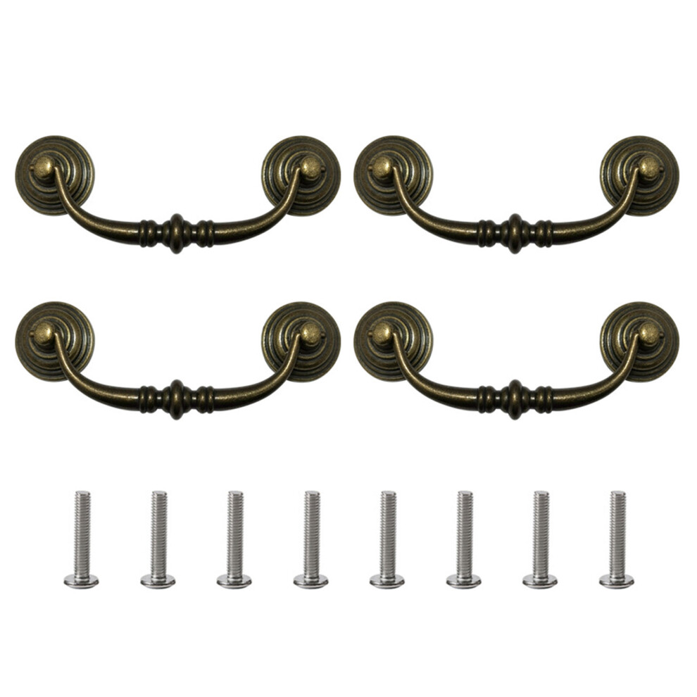 4Pieces Vintage Bronze Drawer Handles Hole Center Antique Styles 7704001458732