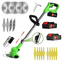 Weed Wacker, Electric Weed Wacker Cordless Trimmer,Grass Trimmer Stingless Lightweight Grass Weedeater Battery Powered 3 Types Blades,2 Batteries, 1