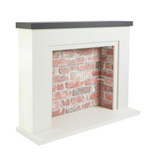 Endeavour Fires Farlington 48’’ Off White Fireplace Surround with a 3D Brick Effect Back (Grey Top/Red Brick)