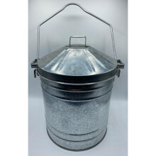Stewart and Gibson Ltd Galvanised Ash Carrier Bucket With Captive Lid 45x33cm