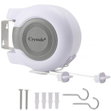30m Retractable Clothes Reel Double Washing Line Wall Mounted Outdoor