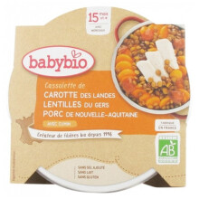 Babybio Piatto Mezzogiorno Carota Lenticchie Maiale 15 mesi+ 260 g - Organic Baby Food