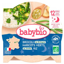 Babybio Piatto Cena 12 mesi e + Broccoli Fagioli Verdi Riso Bio 230g - Food Children