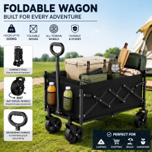 200LB Heavy Duty Collapsible Wagon Cart with Wheels Foldable Beach Trolley Por