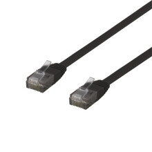 Síťový kabel Deltaco Flat Cat6, 0,3m, černý