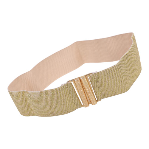 Ceinture de taille large pour femmes, élastique, dorée, à la-Or