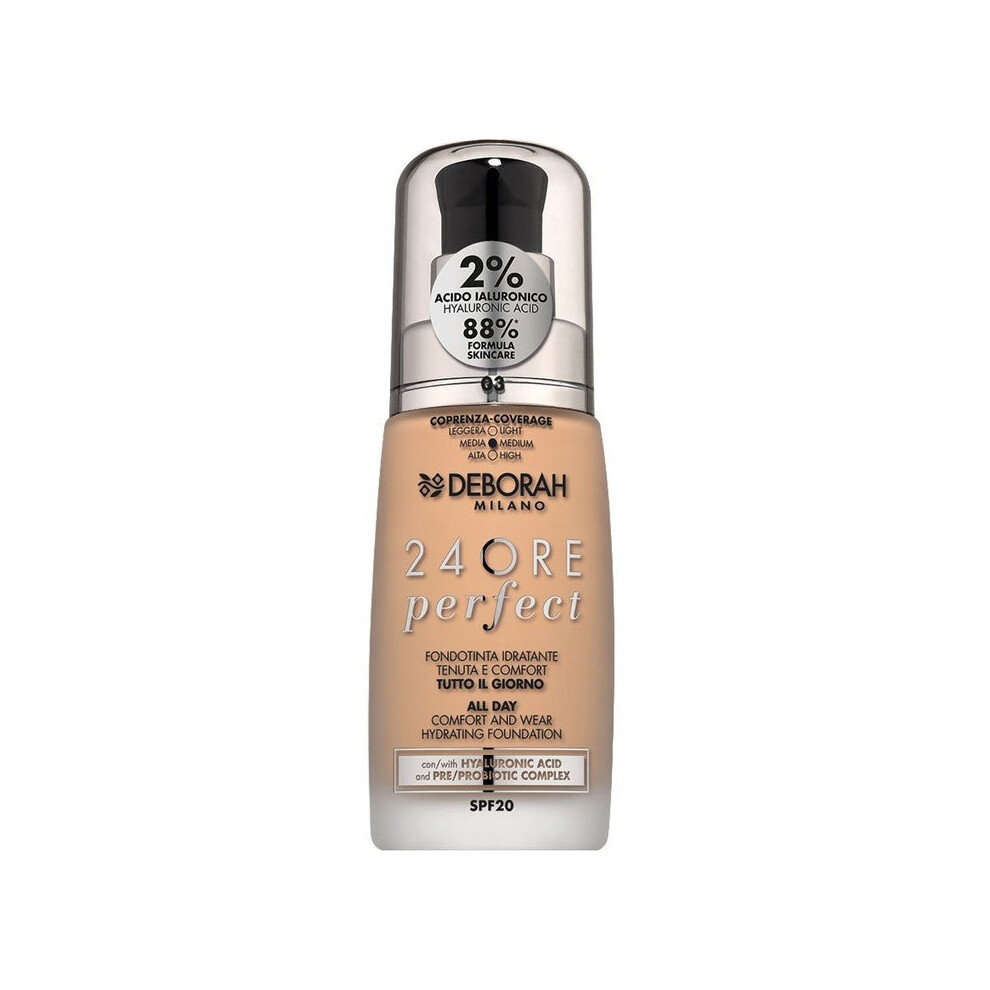 Photos - Foundation & Concealer Deborah Lippmann Deborah Foundation 24Ore Perfect with Hyaluronic Acid 3 Caramel Beige