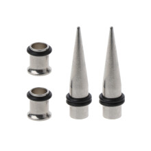 7mm 4 pièces cônes et tunnels en acier 316l-Argent Argent