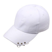 Unisex Koreaanse Harajuku Baseball Cap met metalen ringen-Wit