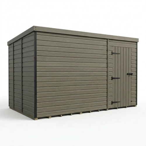 13x9 Pent Composite Shed Tanalised (Single Door, No Windows) 1