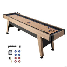 Table de Shuffleboard 2,7 m en Bois-Duoku-avec Kit de Jeu de Palets Américain, Idéale pour Salle de Jeux ou Fêtes