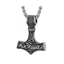 Men Amulet Necklace-thor's Hammer Pendant with Chain, 55+5cm Adjustable, Jewelry -stainless Steel