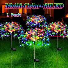 (Multi, 60LED-1 Pack) Outdoor Solar Fireworks Lights, Outdoor Lighting Lawn Lights, Garden Lights, 8 Flashing Light Modes Fairytale Lights