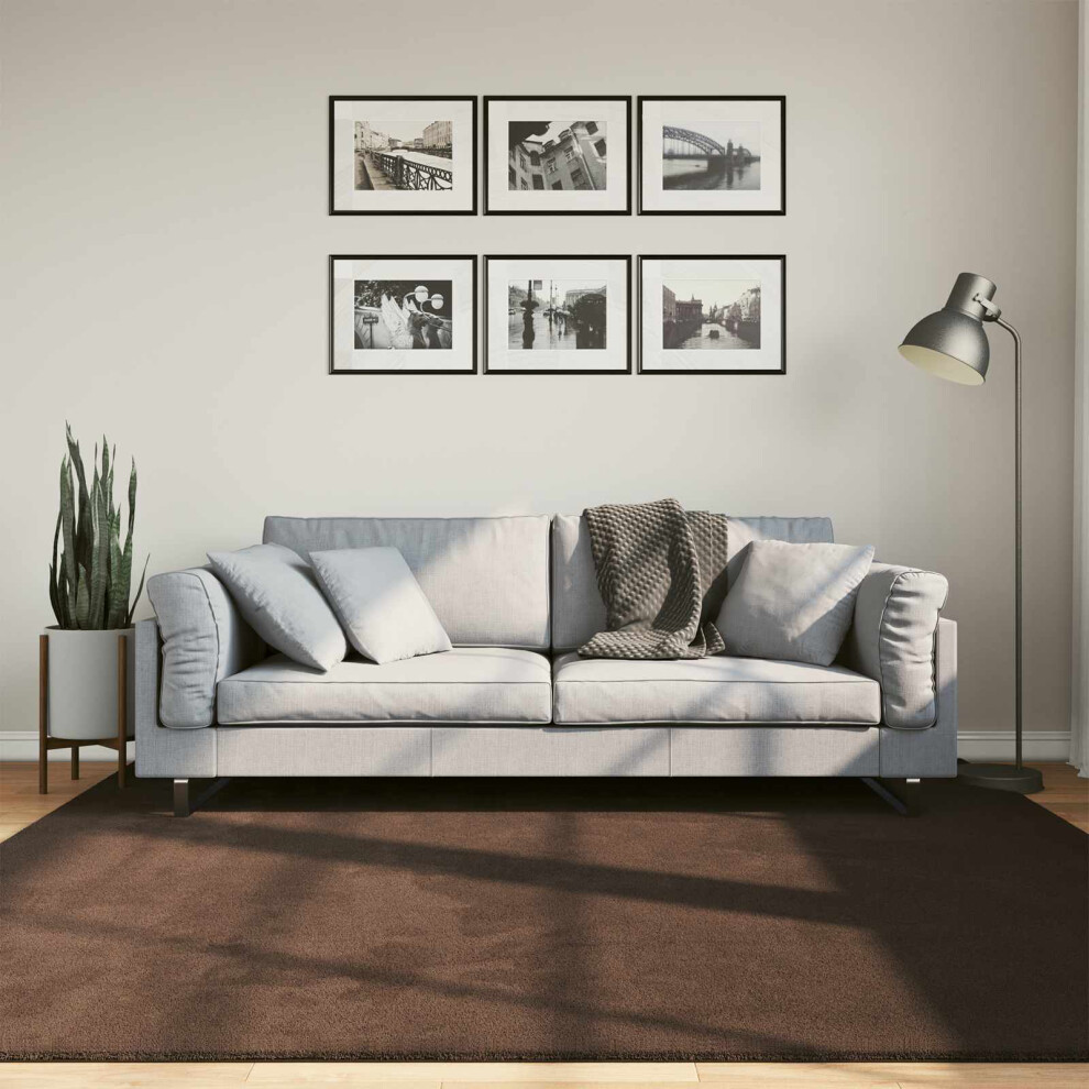 Vidaxl Medium Pile Soft And Washable Rug Huarte Brown 200 X 200 Cm