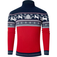 Pull de Noël Homme Col Roulé Hiver Chaud Tricot Rouge Bleu XL — vetement hiver homme, pull festif homme