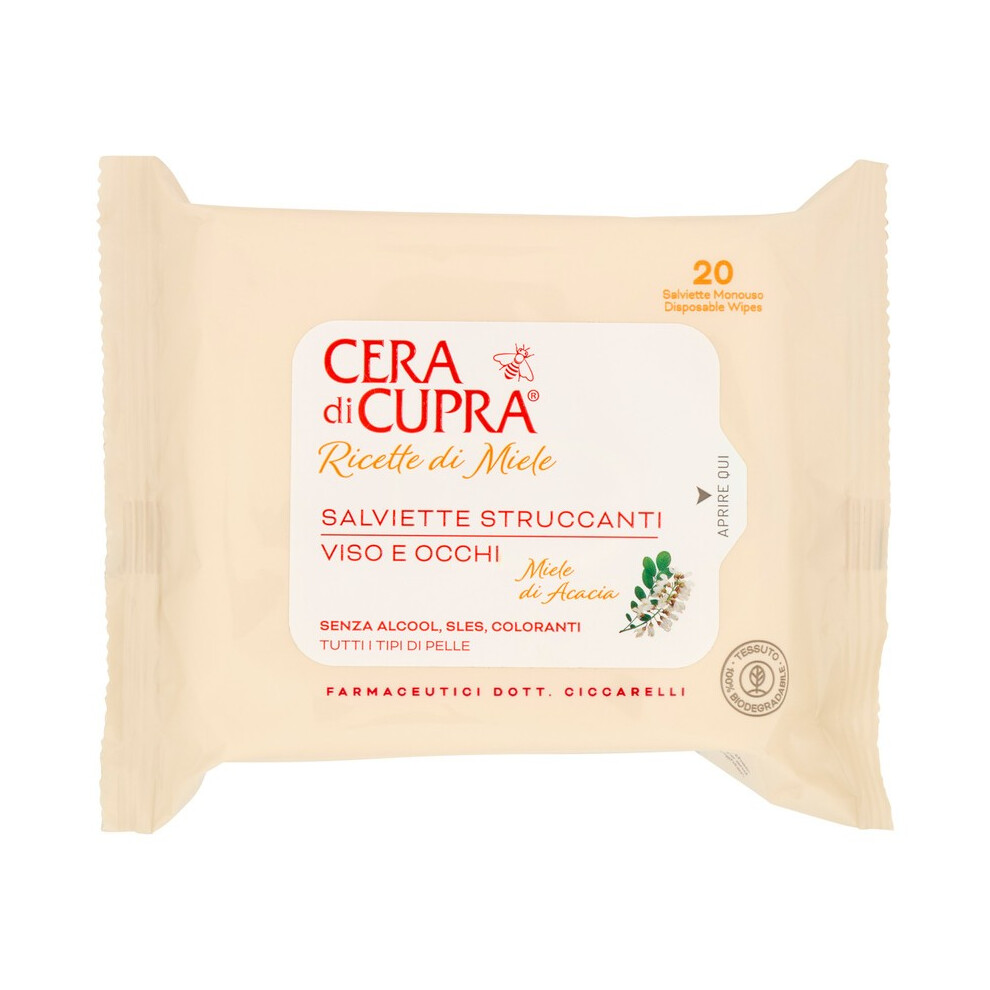 Cera Di Cupra Wipes Struccanti 20 Pcs With Extract Di Honey - Makeup Remover Wipes