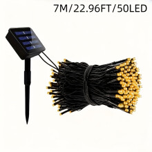 (Warm Color, 7M/50LED) LED Outdoor Solar Fairy String Lights,8 Flashing Modes, Multicolor Twinkling Star String Lights, for Party and Holiday
