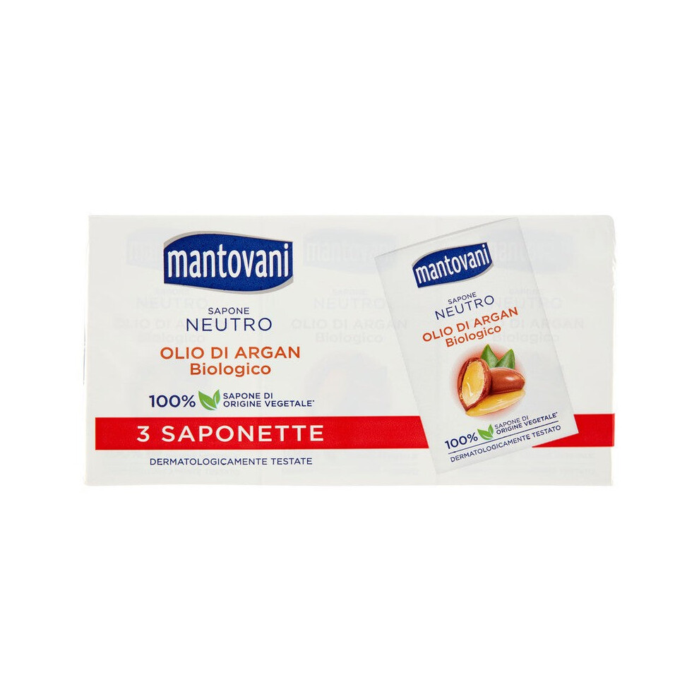 Mantovani Sapone Neutro With Oil Di Argan Bio 90 Gr 3 Pcs - Bar Soap