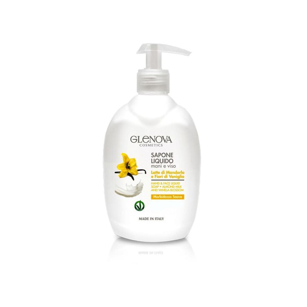 Glenova Sapone Liquid Hands E Face Milk Di Almond E Flowers Di Vanilla 500 Ml - Liquid Soap