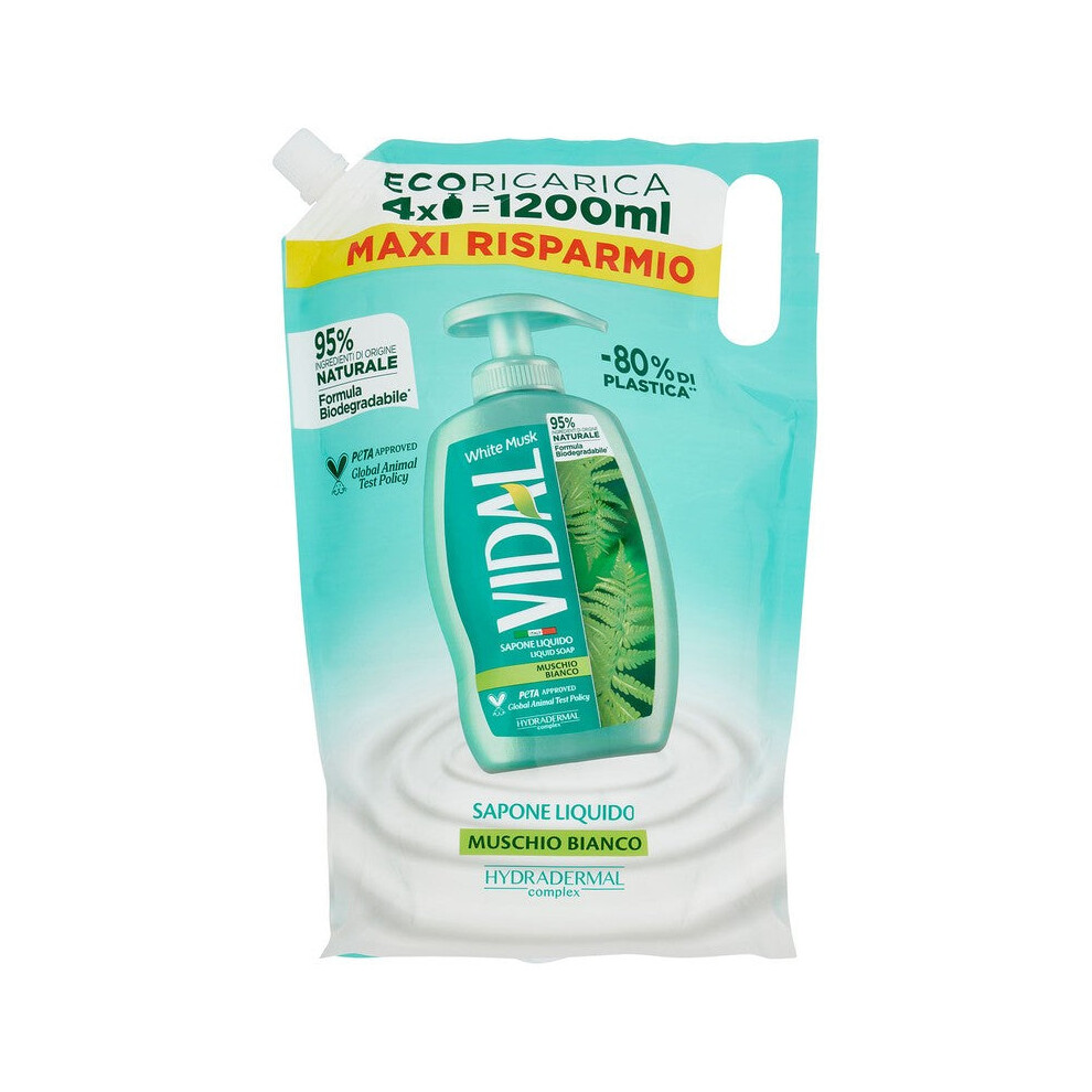 Vidal Sapone Liquid Ecoricarica White Musk 1200 Ml - Liquid Soap