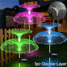 (Double) Solar Powered Smart Garden Light, Solar Jellyfish Lamp, IP65 -7 Color Changes Christmas Style, Suitable for Holiday