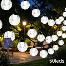 (White, 7M) Solar Powered Bubble Ball String Lights - 1pc LED Outdoor Solar Garden Light for Tent Camping, Courtyard, Tree, Flower