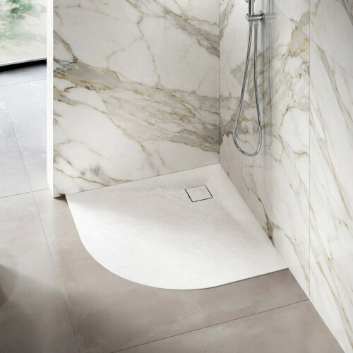 NES Home Matte white 900 X 900 Bathroom Quadrant Polymarble shower Tray