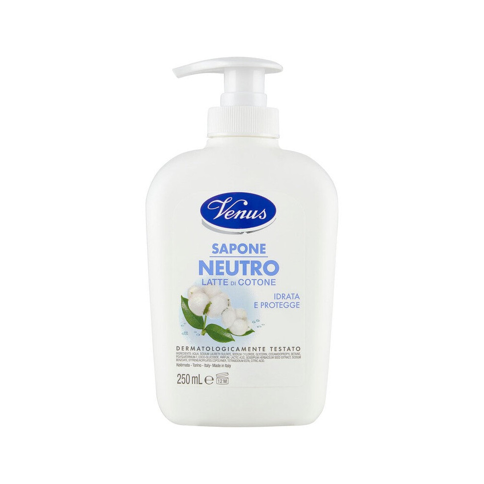 Venus Sapone Liquid Neutro With Milk Di Cotone 250 Ml - Liquid Soap