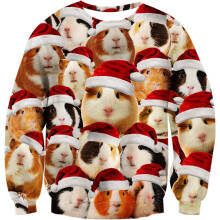 Pull de Noël 3D avec Imprimé Hamster Unisexe Amusant Confortable M — sweat noel homme, pull moche noel