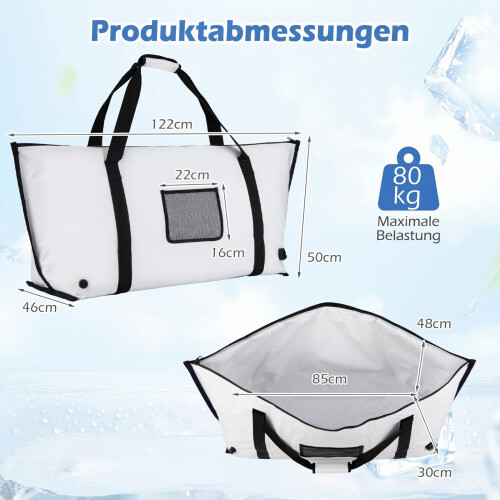 Bolsa térmica isolada para peixe, 122 cm, à prova de vazamentos, com válvula de drenagem. 1