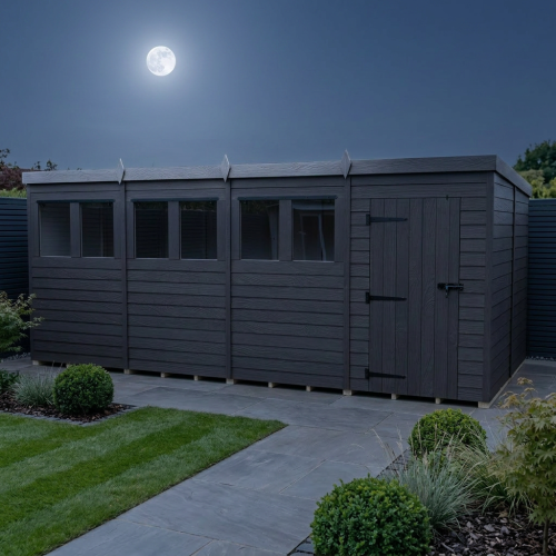 16x8 Pent Composite Shed Tanalised (Single Door, With Windows) 2